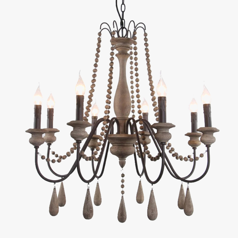 lustre rétro en bois massif pour décoration intérieure élégante