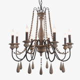 lustre rétro en bois massif pour décoration intérieure élégante