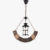 lustre rétro en bois pour ambiance campagne et nostalgique