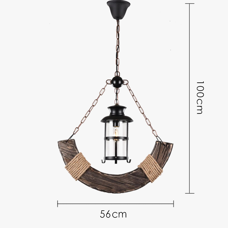 lustre rétro en bois pour ambiance campagne et nostalgique