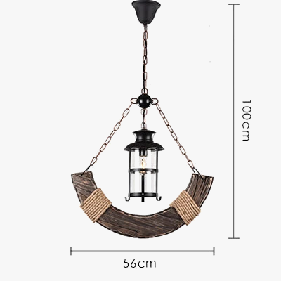 lustre rétro en bois pour ambiance campagne et nostalgique