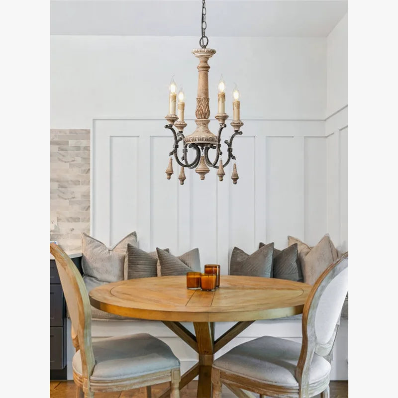 lustre rétro en bois pour décoration intérieure élégante et raffinée