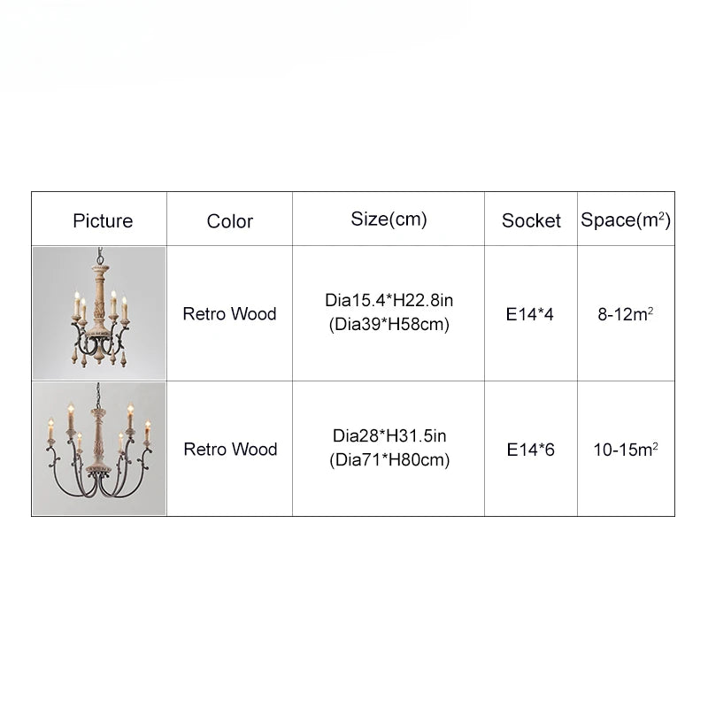 lustre rétro en bois pour décoration intérieure élégante et raffinée