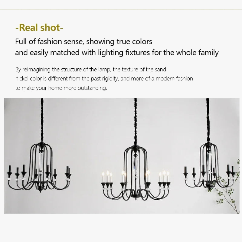 lustre rétro en cristal avec lampes led pour salon luxueux