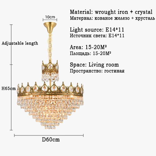 lustre rétro en cristal pour éclairage intérieur décoratif