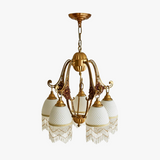 lustre rétro en cuivre avec pampilles vintage médiévales