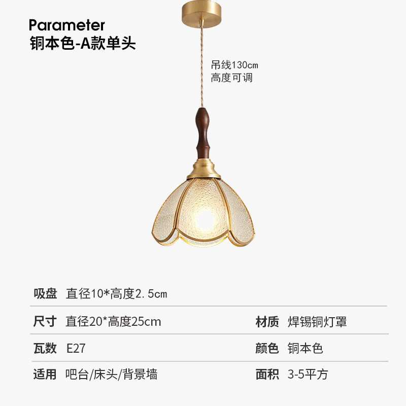 lustre rétro en cuivre et verre pour intérieur élégant