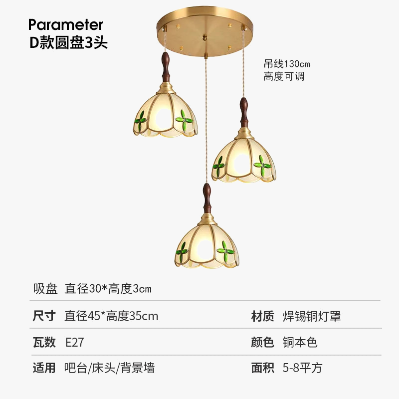 lustre rétro en cuivre et verre pour intérieur élégant