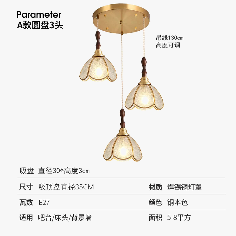 lustre rétro en cuivre et verre pour intérieur élégant