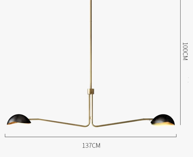 lustre rétro en cuivre lampe créative à bras long design industriel