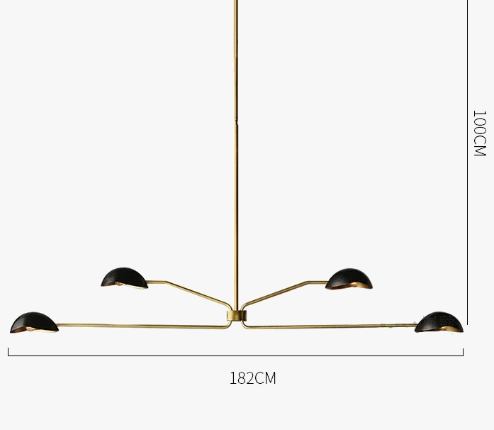 lustre rétro en cuivre lampe créative à bras long design industriel