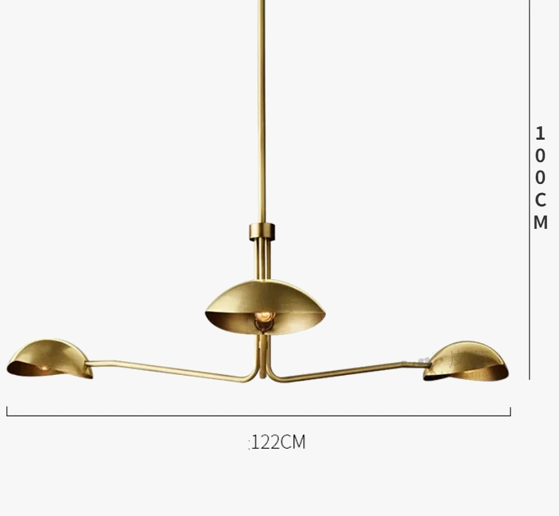lustre rétro en cuivre lampe créative à bras long design industriel