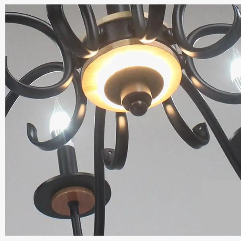 lustre rétro en fer à 8 bougies pour éclairage intérieur