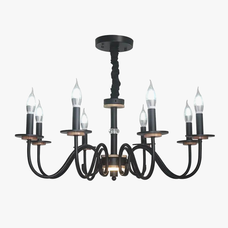 lustre rétro en fer à 8 bougies pour éclairage intérieur