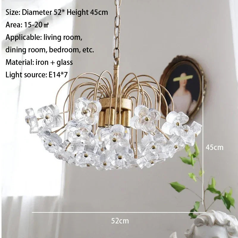 lustre rétro en fer et verre pour décoration intérieure