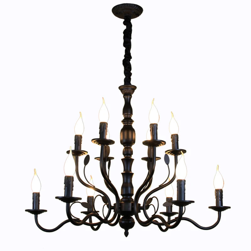 lustre rétro en fer noir style vintage industriel pour éclairage intérieur