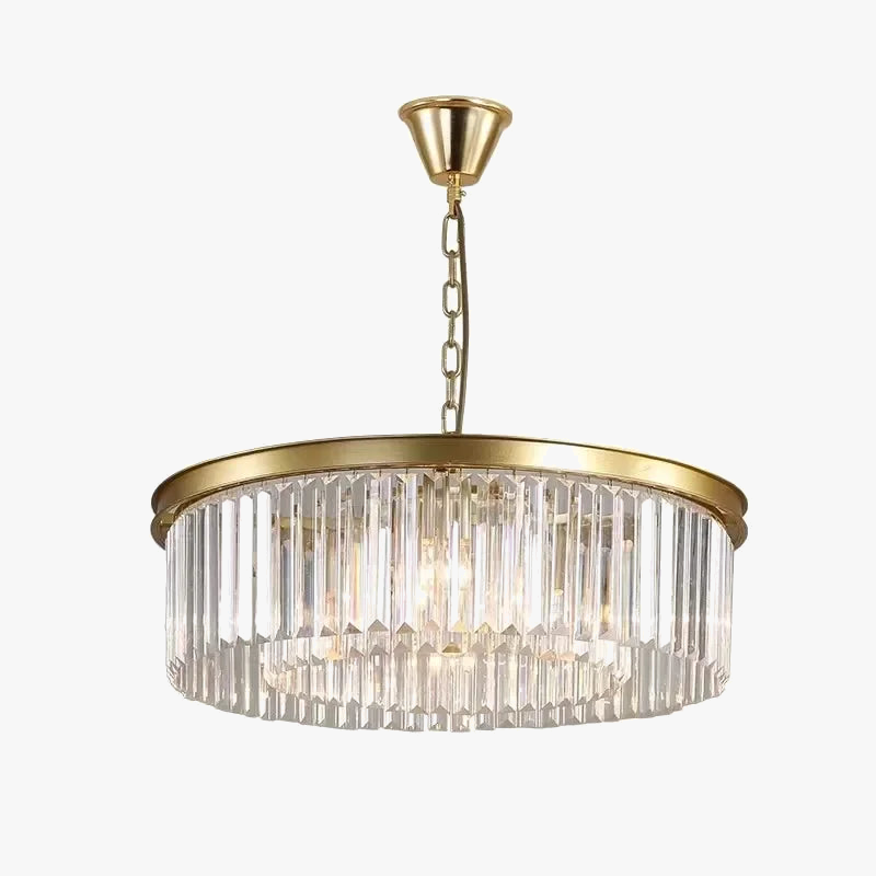 lustre rétro en métal avec chaîne suspendue et cristal