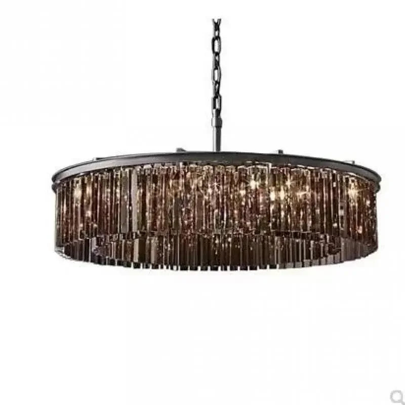 lustre rétro en métal avec chaîne suspendue et cristal
