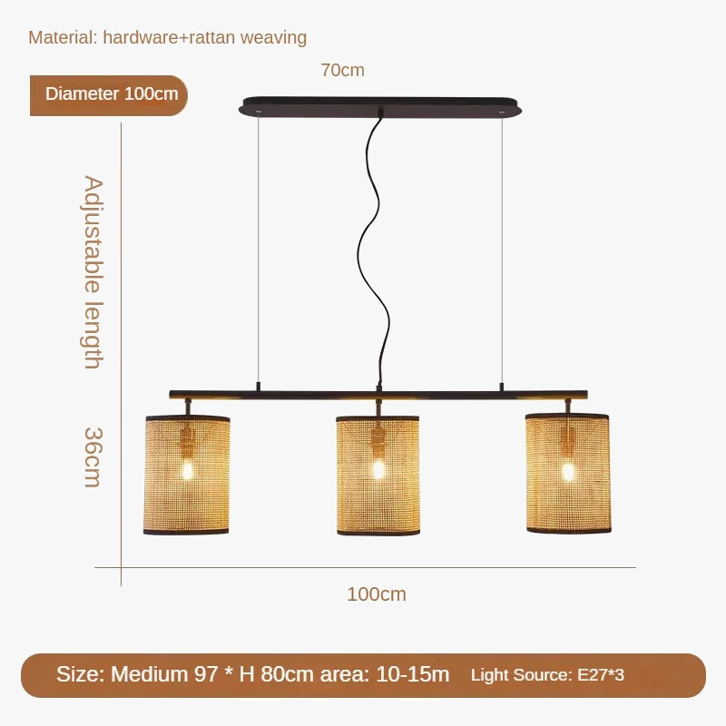 lustre rétro en rotin créatif pour éclairage intérieur