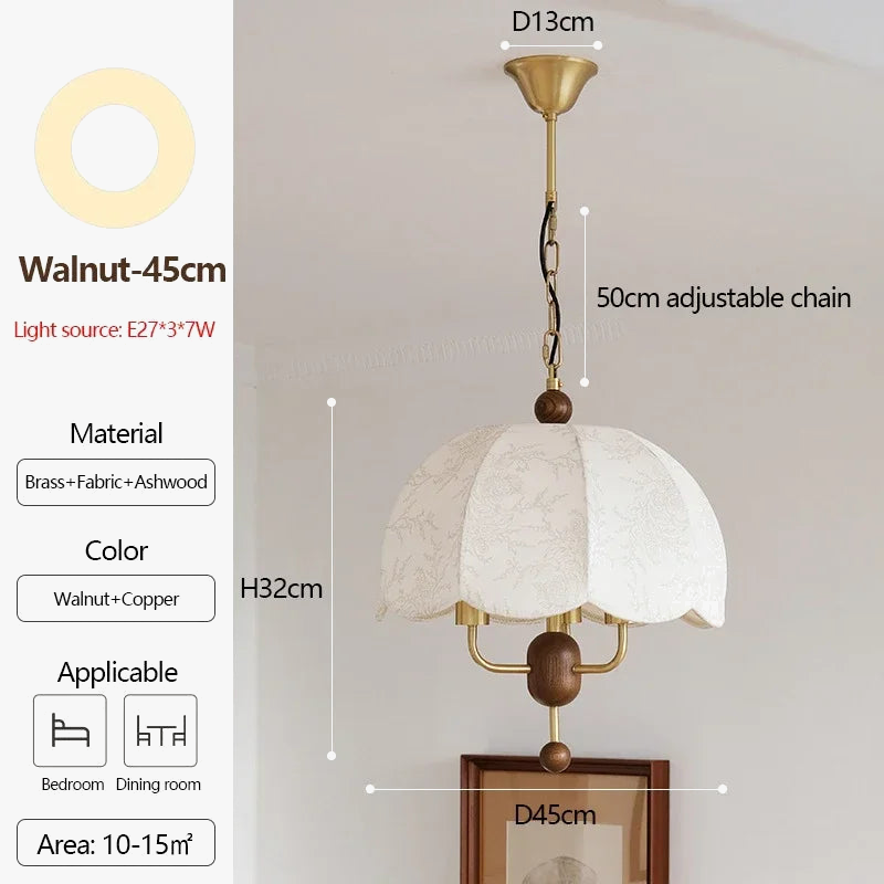 lustre rétro en tissu lumineux pour décoration intérieure