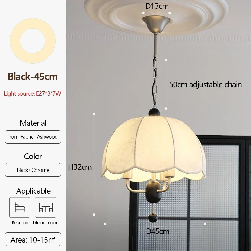 lustre rétro en tissu lumineux pour décoration intérieure
