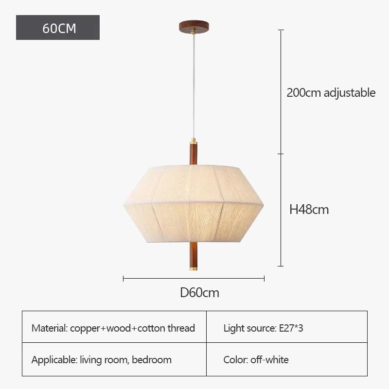 lustre rétro en tissu tissé en bois massif éclairage moderne intérieur