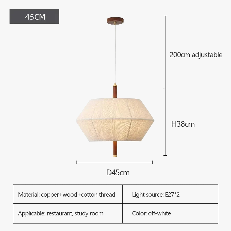 lustre rétro en tissu tissé en bois massif éclairage moderne intérieur
