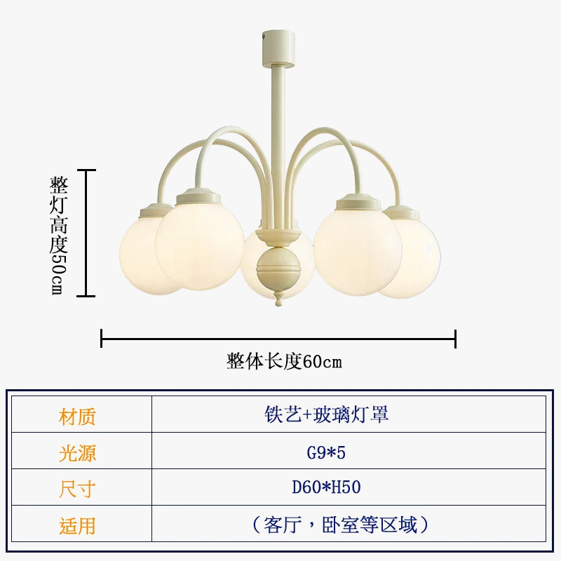 lustre rétro en verre pour décoration intérieure à plusieurs têtes