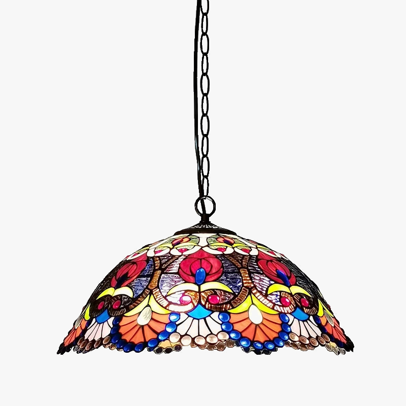 lustre rétro européen en perles de verre colorées fait main