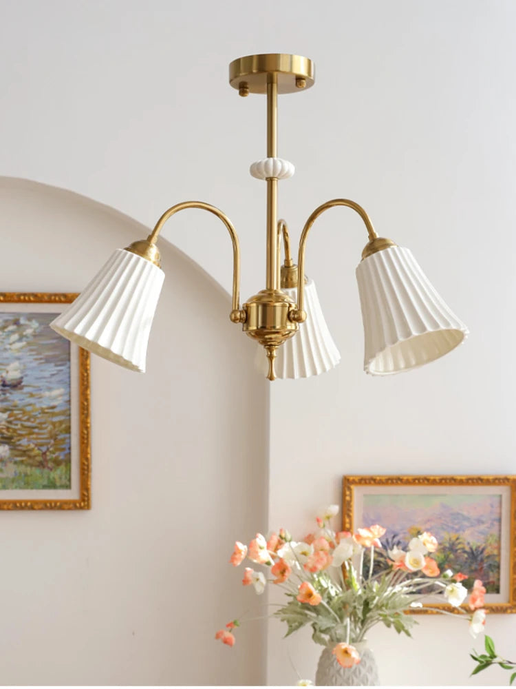 lustre rétro français en céramique et cuivre style américain design
