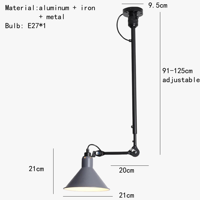 lustre rétro style américain avec abat-jour réglable en longueur
