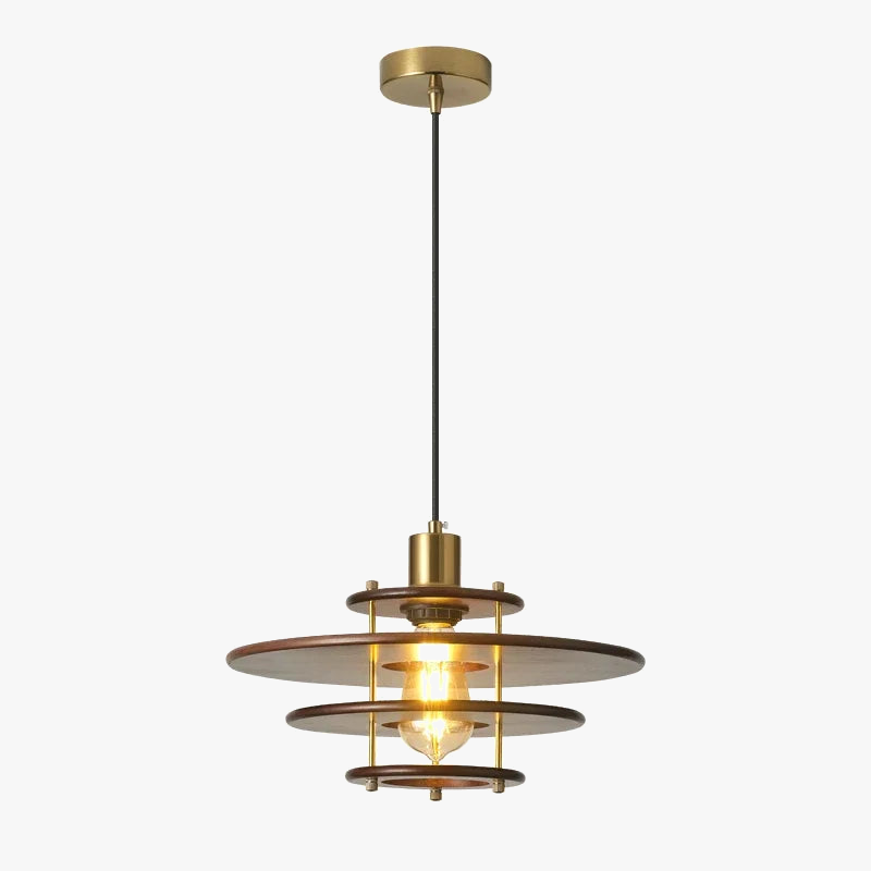 lustre rétro wabi-sabi en verre et bois minimaliste