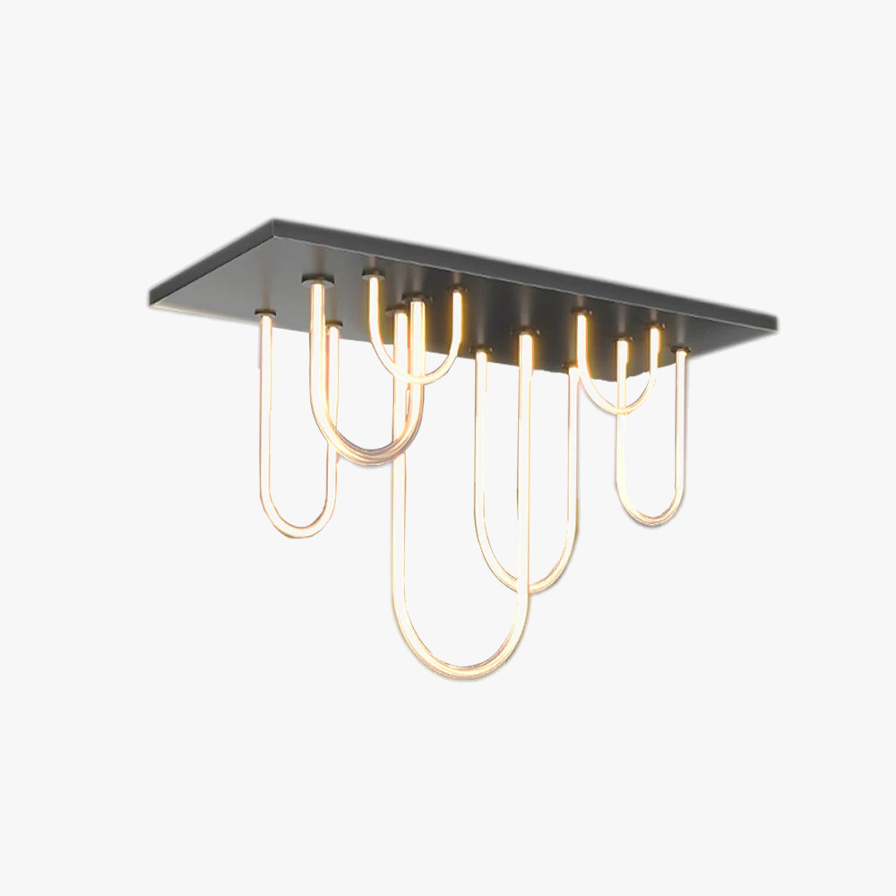 lustre rectangulaire en acier inoxydable à intensité variable