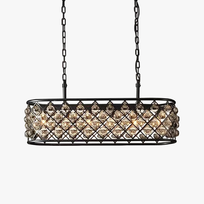 lustre rectangulaire en cristal noir pour éclairage suspendu