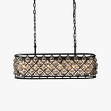 lustre rectangulaire en cristal noir pour éclairage suspendu