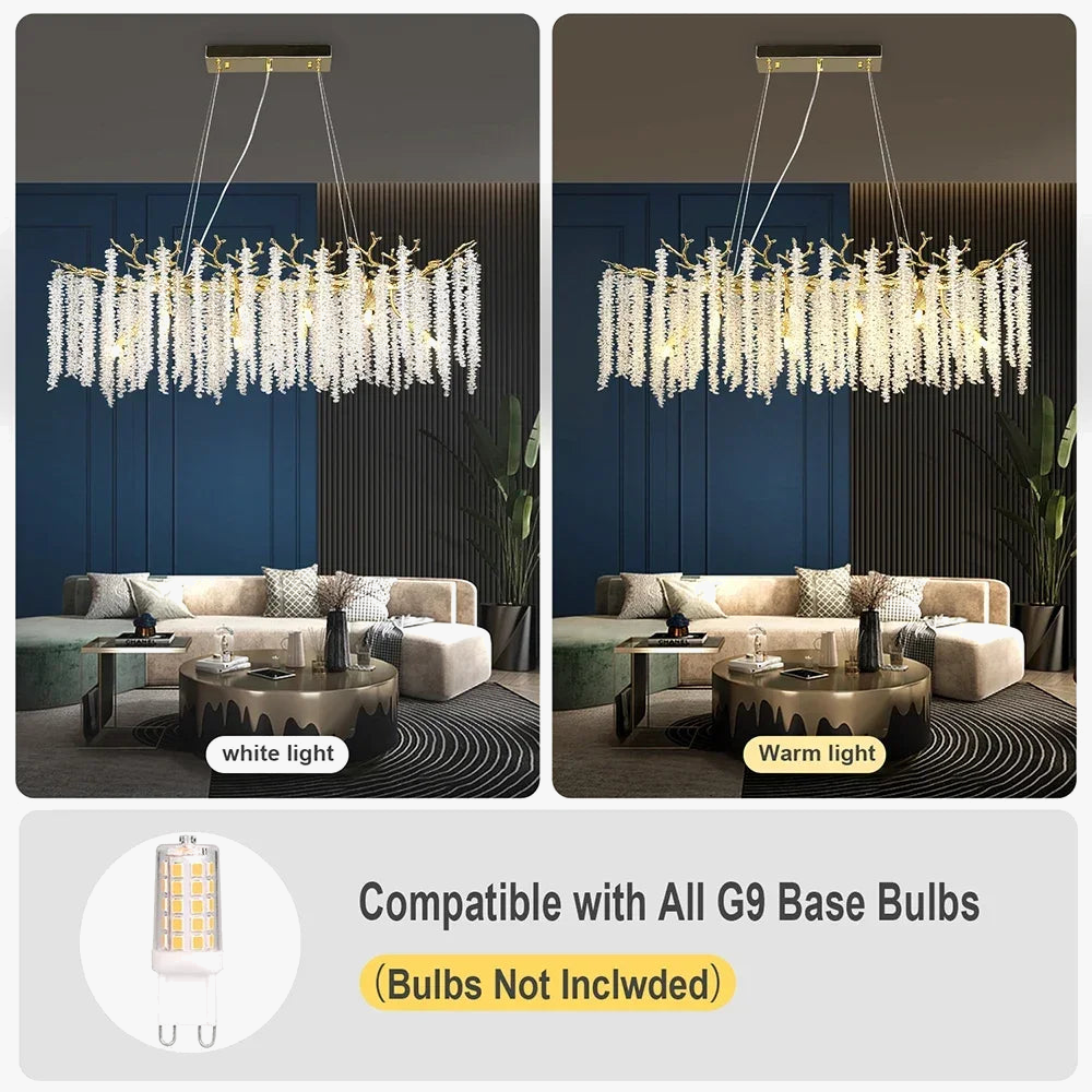 lustre rectangulaire en cristal pour décoration intérieure moderne