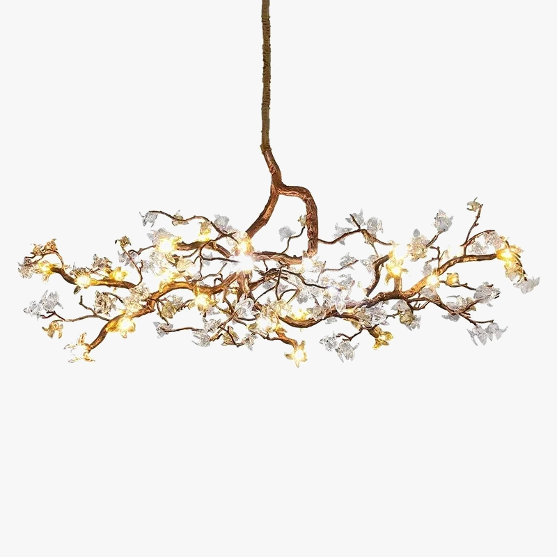 lustre retro en cuivre style chinois en forme de branche
