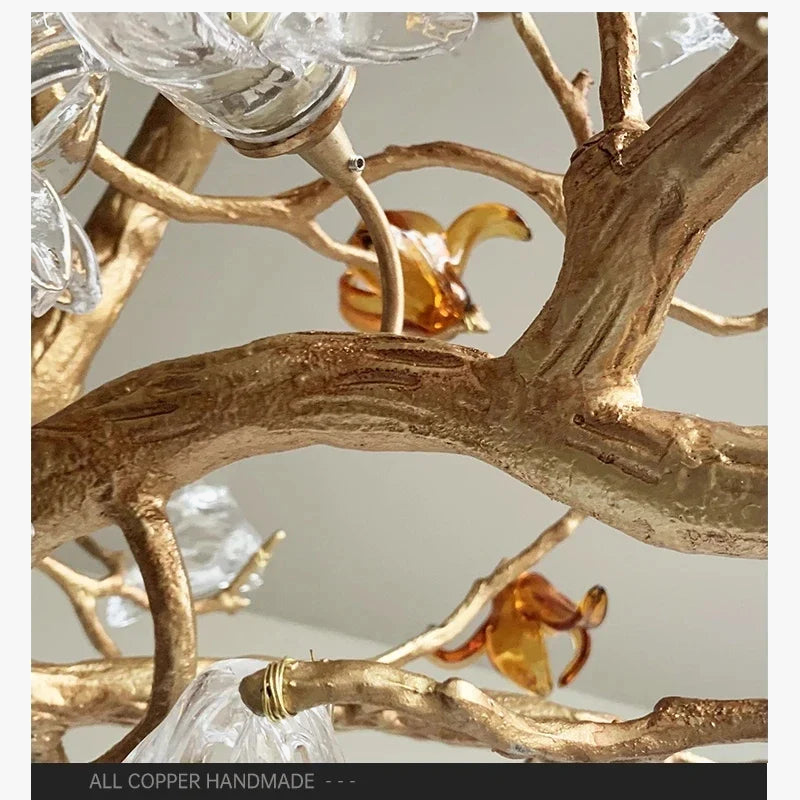 lustre retro en cuivre style chinois en forme de branche