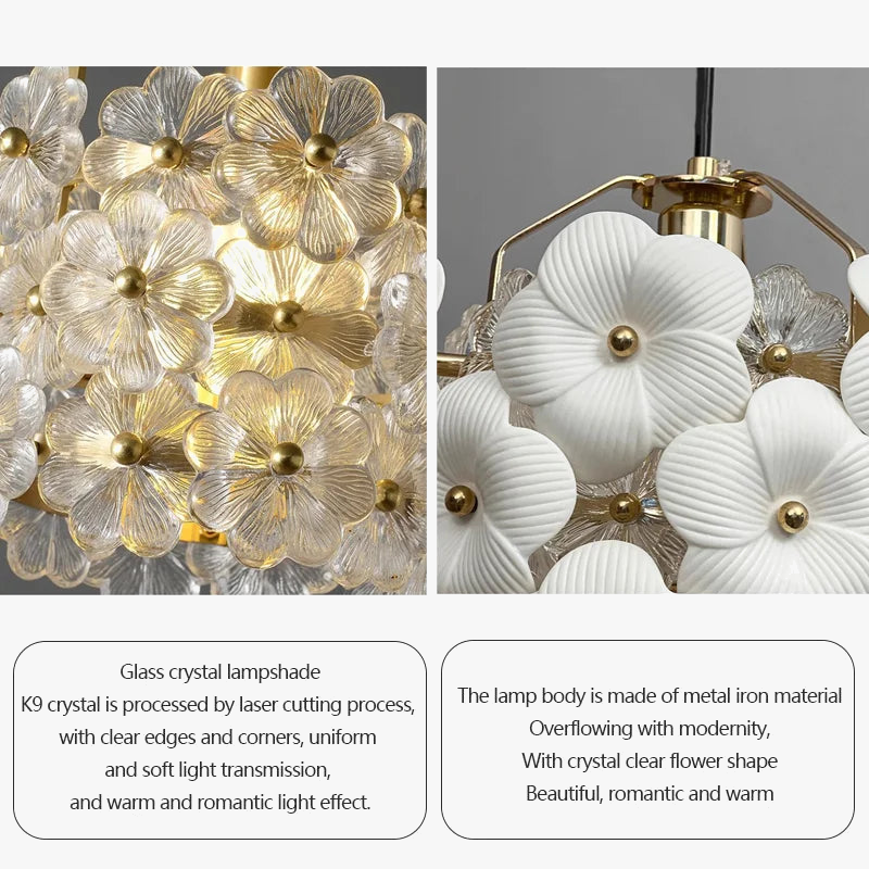 lustre romantique en art français avec lumière LED décorative