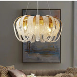 lustre rond en cristal de luxe pour décoration intérieure