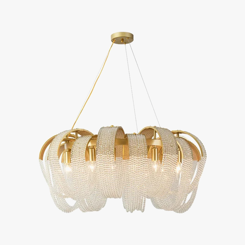 lustre rond en cristal de luxe pour décoration intérieure