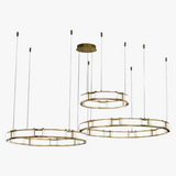 lustre rond en marbre led post-moderne à intensité réglable