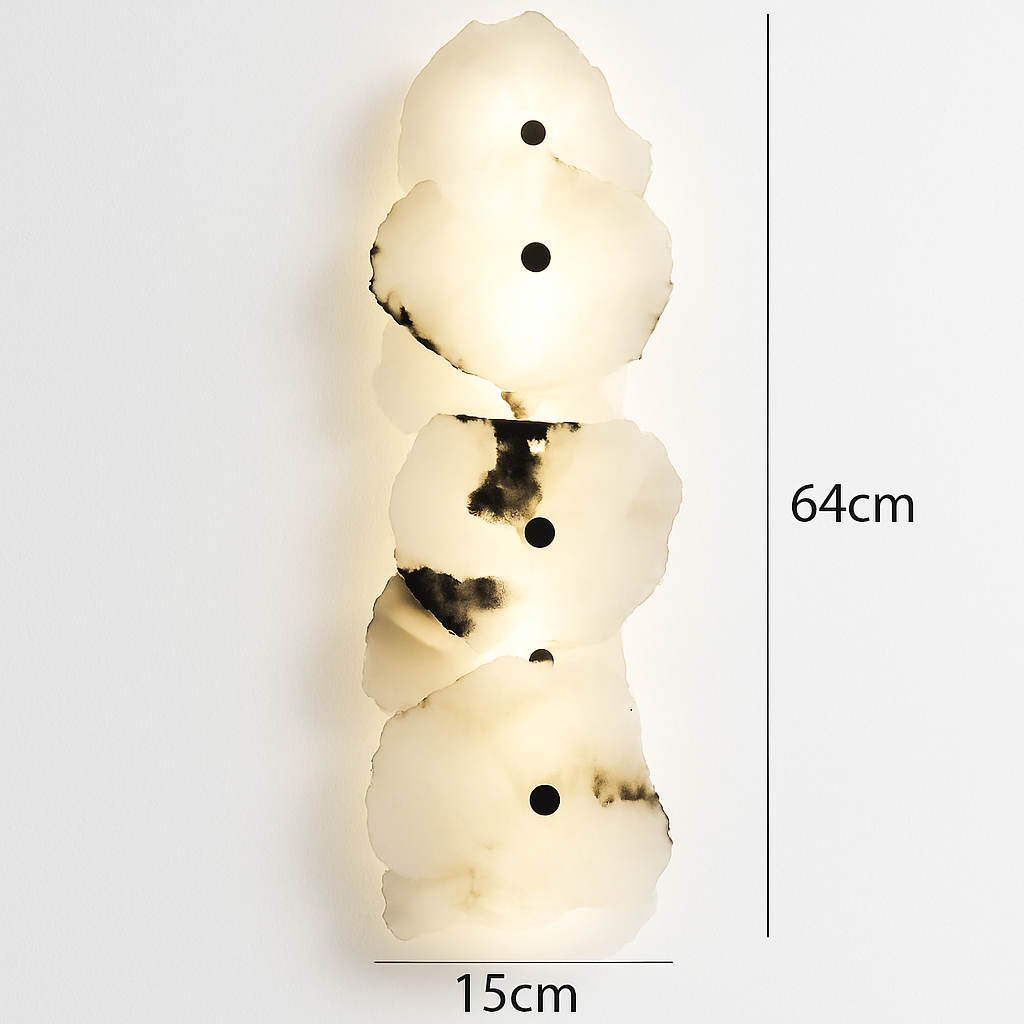 lustre rond en marbre naturel avec anneau en cuivre réglable