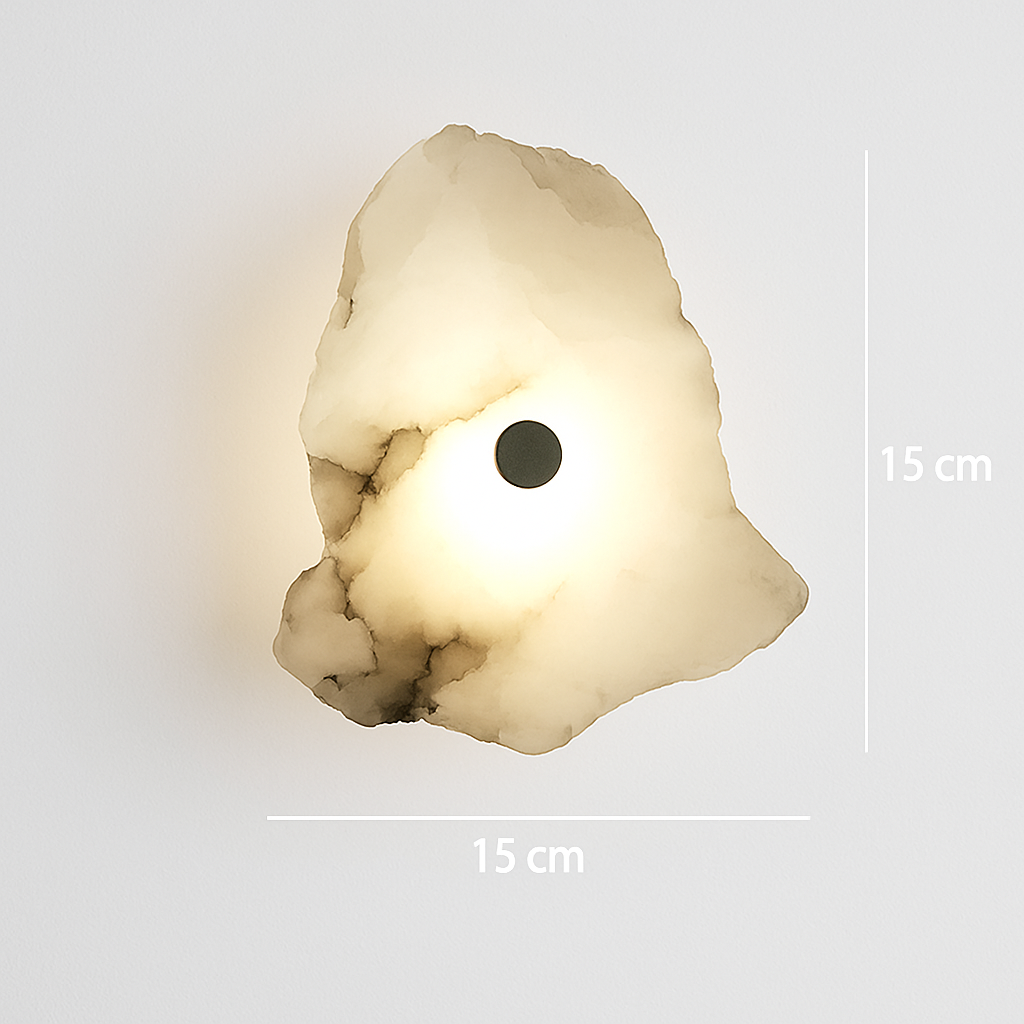 lustre rond en marbre naturel avec anneau en cuivre réglable