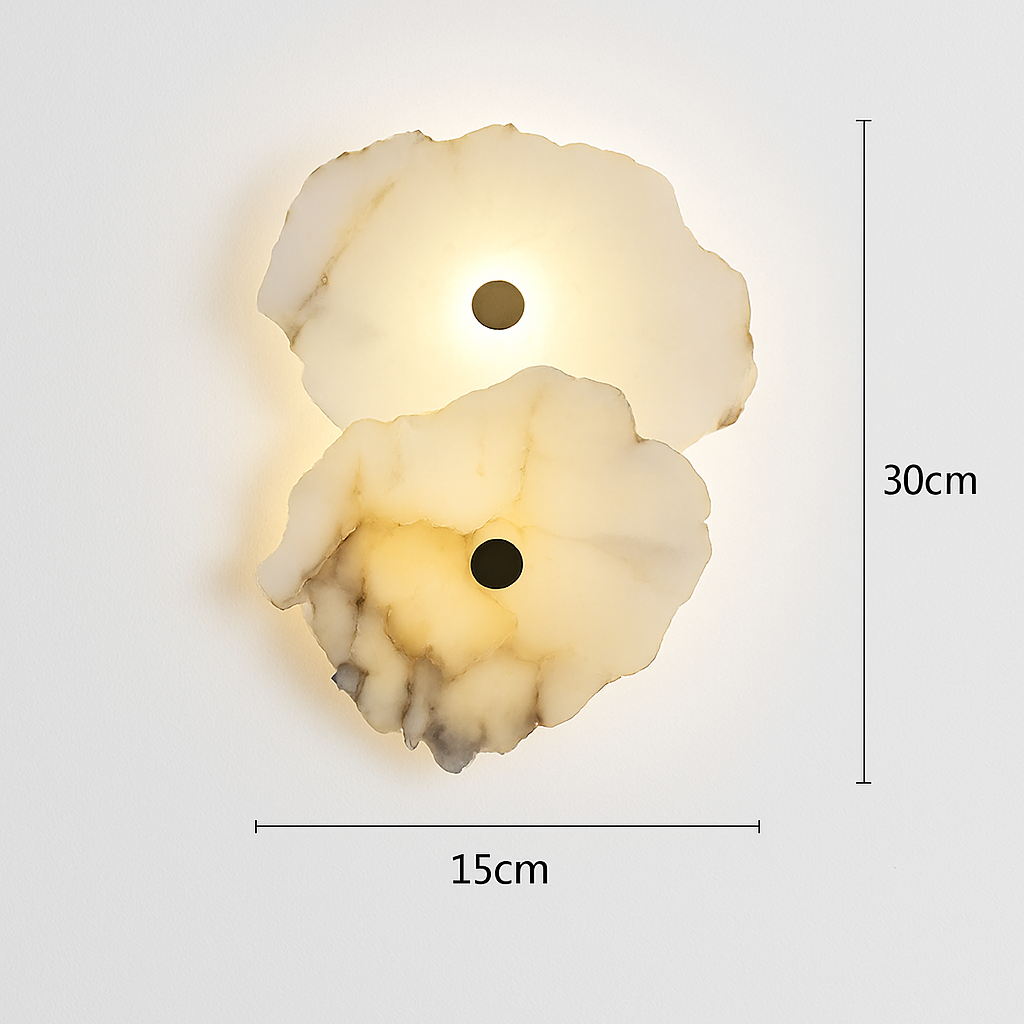lustre rond en marbre naturel avec anneau en cuivre réglable