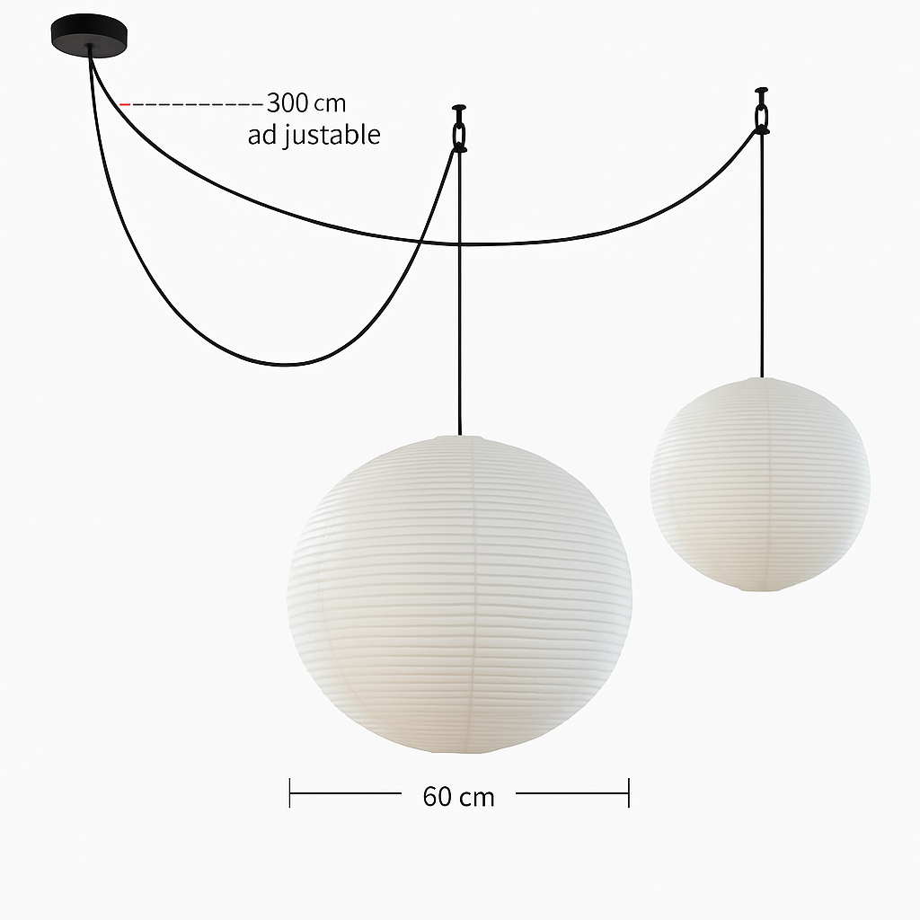 lustre rond en papier de riz pour décoration intérieure