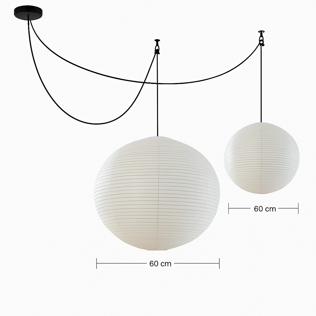lustre rond en papier de riz pour décoration intérieure