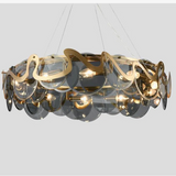 lustre rond en verre et fer pour éclairage intérieur