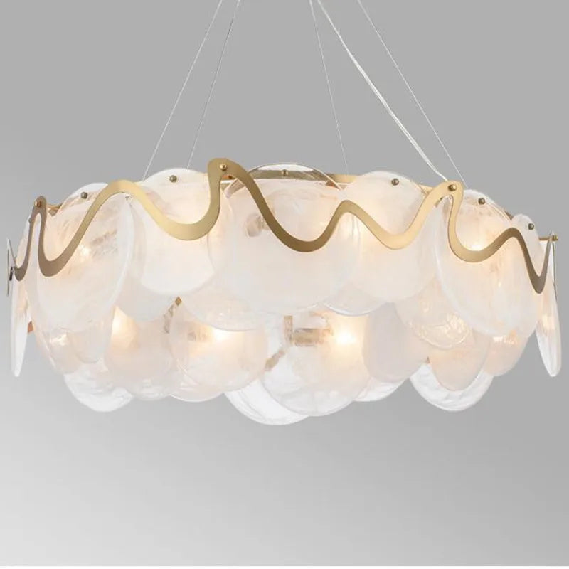lustre rond en verre et fer pour éclairage intérieur