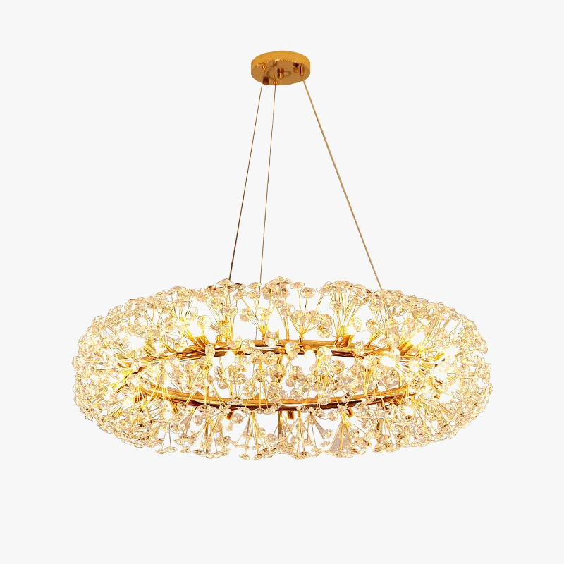 lustre rond à led en cristal pissenlit décoration élégante et lumineuse